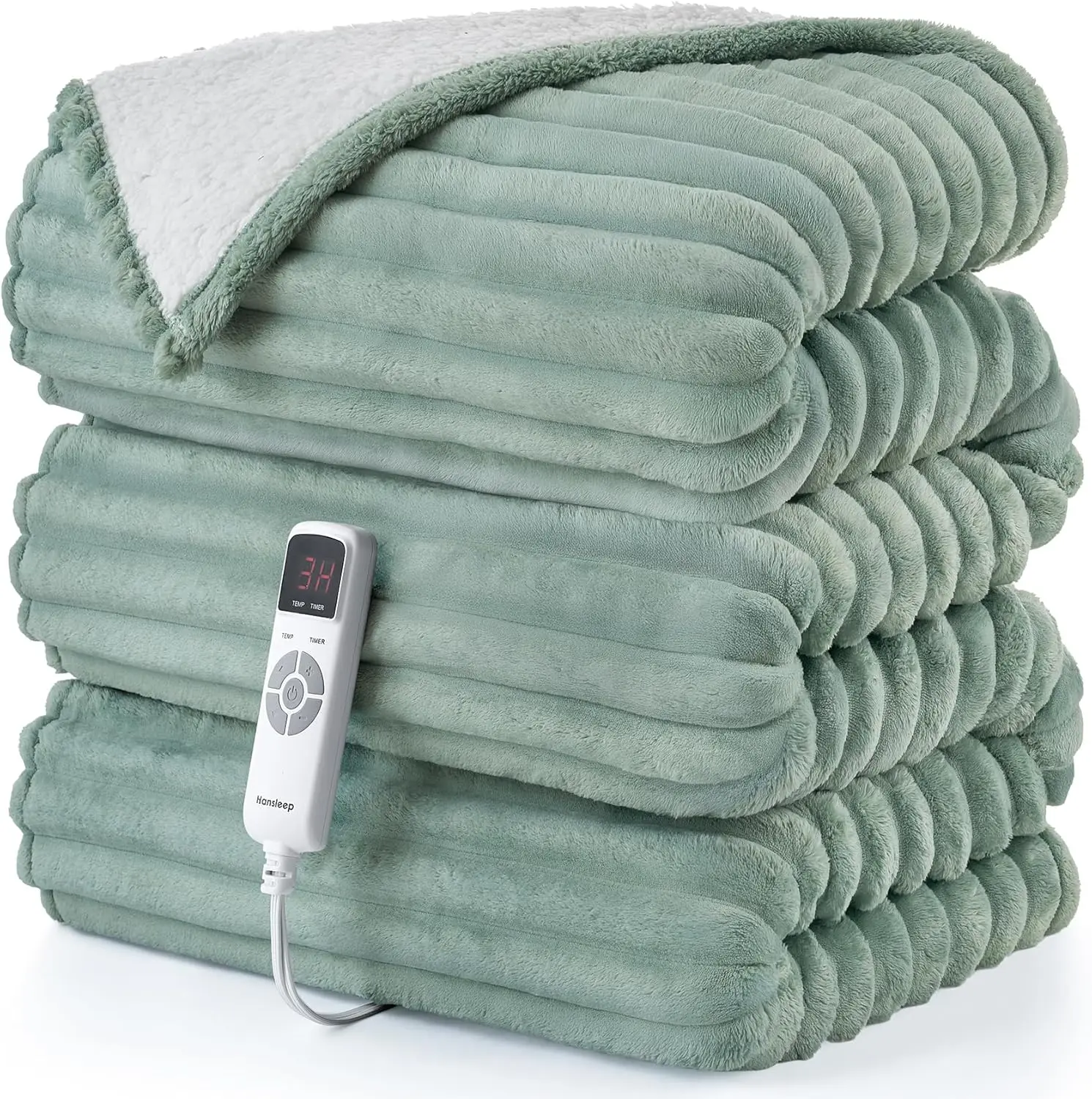 

Electric Heated Blanket with 9 Heat Levels, 10-Hour Timer, Washable Soft Fleece, 50x60 Inches in Green