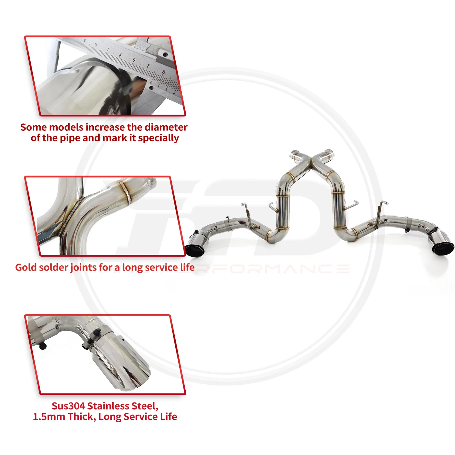 نظام عادم HMD من الفولاذ المقاوم للصدأ عالي الأداء + أنبوب سفلي مجموعة كاملة لـ McLaren 540C 570S 570GT بدون صمامات X-Pipe #2