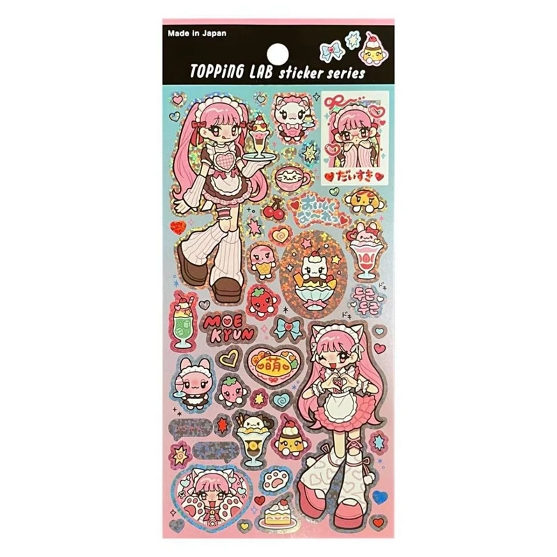 Cute Y2K Girl Glitter Sticker Journal Handbook Scrapbook DIY Phone Case Material Kawaii Decoration Sticker Gift