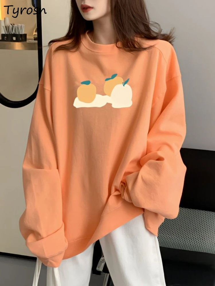 

Sweatshirts Women Simple Print Sweet Loose All-match Leisure Korean Style Fashion Preppy Students Autumn Basic Streetwear Cozy