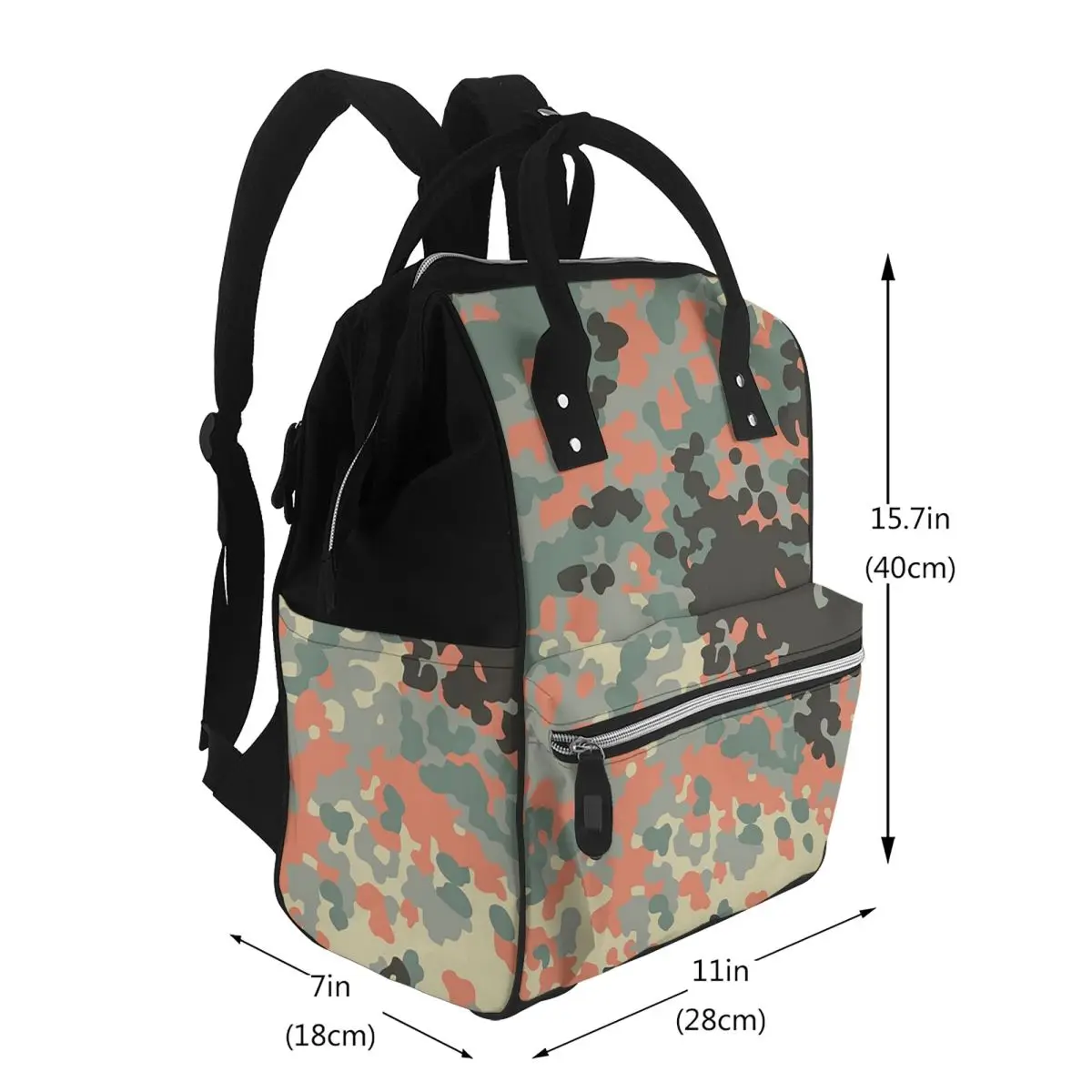 Splintertarn German WW2 Camouflage Army Military Camo Student Backpack School Bag Hiking Travel Daypack for Men Women Bookbag