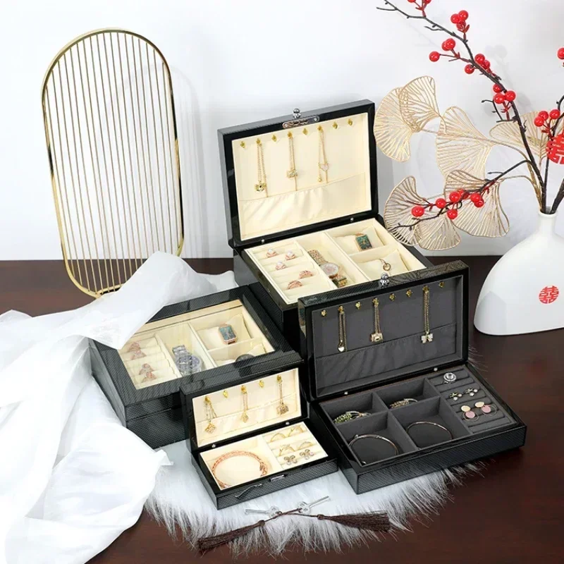 Jewelry box, high-end and exquisite gift lacquer jewelry ring, necklace, jewelry collection and storage box