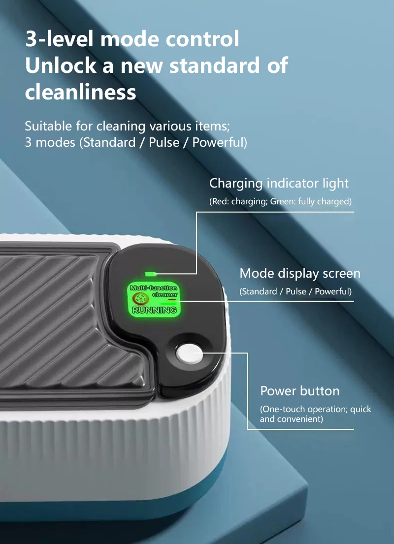 Lenovo Ultraschall-Reinigungsgerät, Brillen- und Schmuckreinigungsgerät, Blaulicht-Vibrations-Automatikreinigungsgerät für Zahnspangen – Detail 9