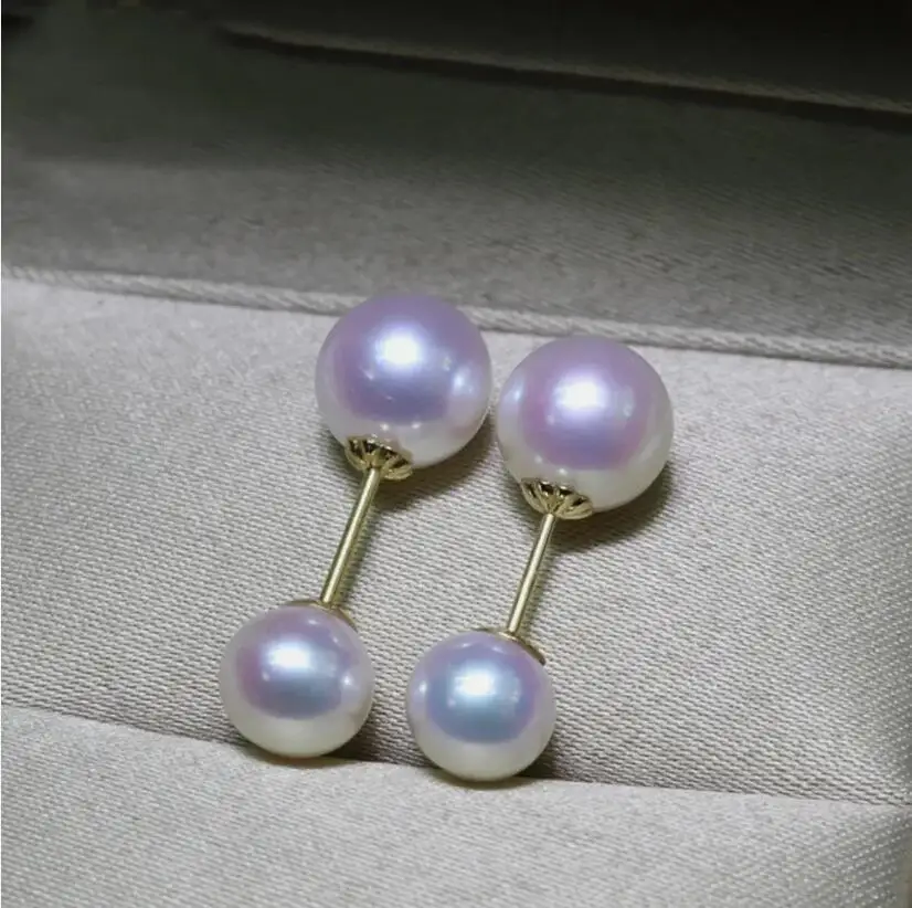 

Stunning Pair of 9-10mm 6mm natural south sea white round pearl earring 925s