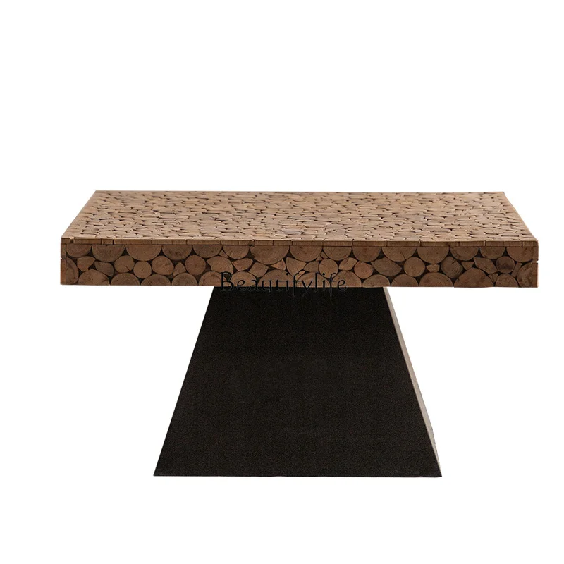 

Wabi Silent Wind Solid Wood Coffee Table B & B Retro Living Room Balcony Small Square Table Tea Table