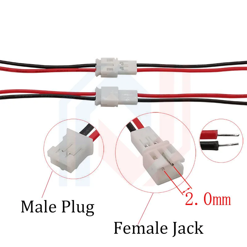 PH 2.0mm Pitch 2 Pin Male Female Cable Connector Micro PH 2P Plug Jack Socket Terminals Wire Cables Connectors 26AWG