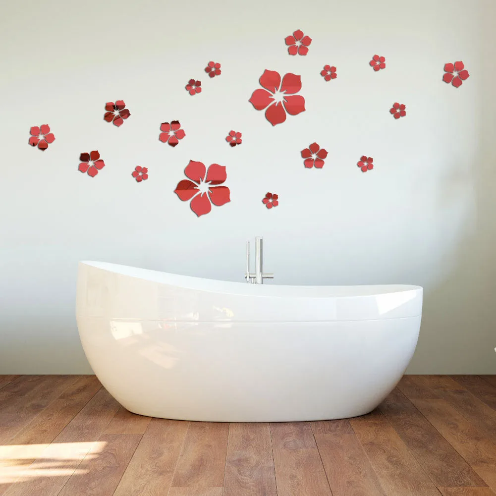 Vinyl Art Wall Sticker Library Living Room 3D for acrylic for crystal Clear Floral Mirror Mirror Wall Decor Wall Stickers