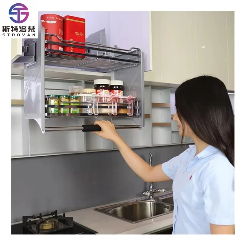 

New Product Design Stainless Steel Cabinet Dropdown Shelf Basket Kitchen Lift Dropdown Basket