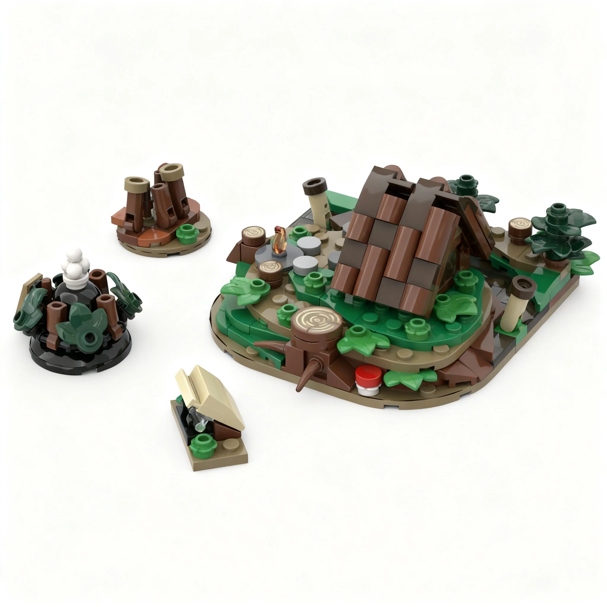 234pcs MOC Modular Buildings MINI Medieval Charcoal Burner - Expansion MINI Blaustein Castle Model Building Blocks Construction