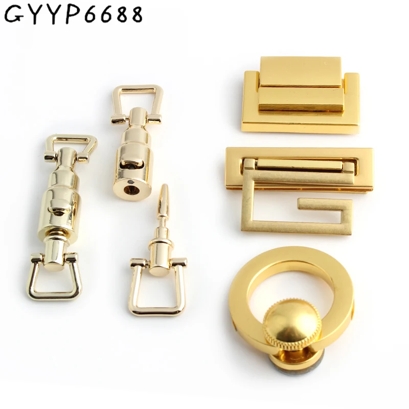 1-20Sets Light Gold,Satin Gold Locks Metal Clasps Press Buckles For Handbags Shoulder Bags Purse Tote Accessories DIY Crafts