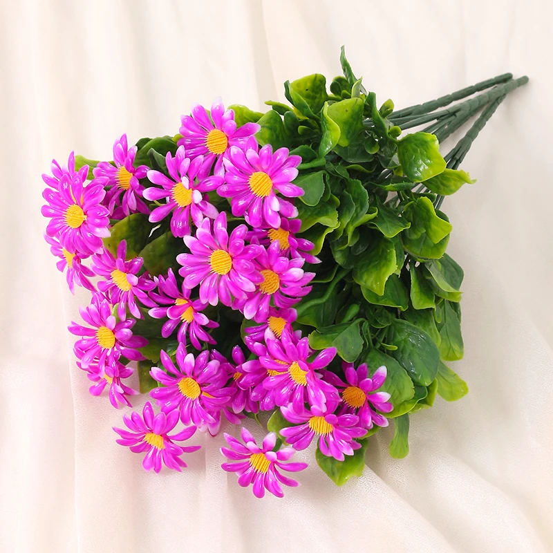 33cm Kunstbloemen Madeliefjes UV-bestendig Kleurvast Plastic Planten Thuis Bruiloft Windows Outdoor Decor DIY Kunstbloemen