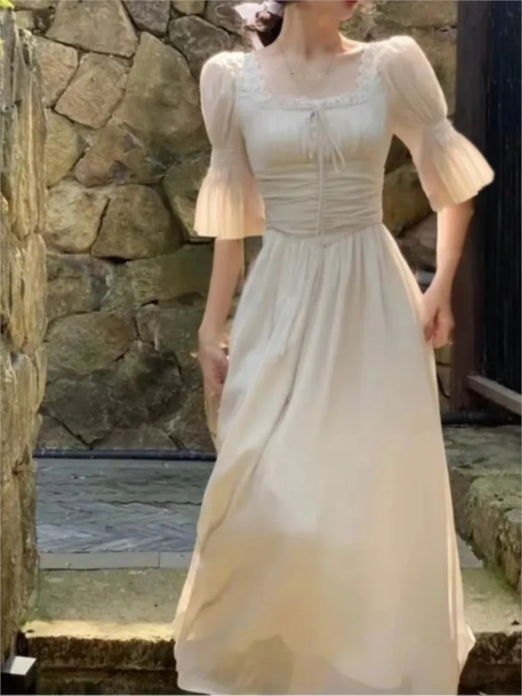 Vestidos Midi elegantes de princesa para mujer, ropa de fiesta de noche, Vintage, elegante, informal, línea A, baile de graduación, estilo francés, Verano