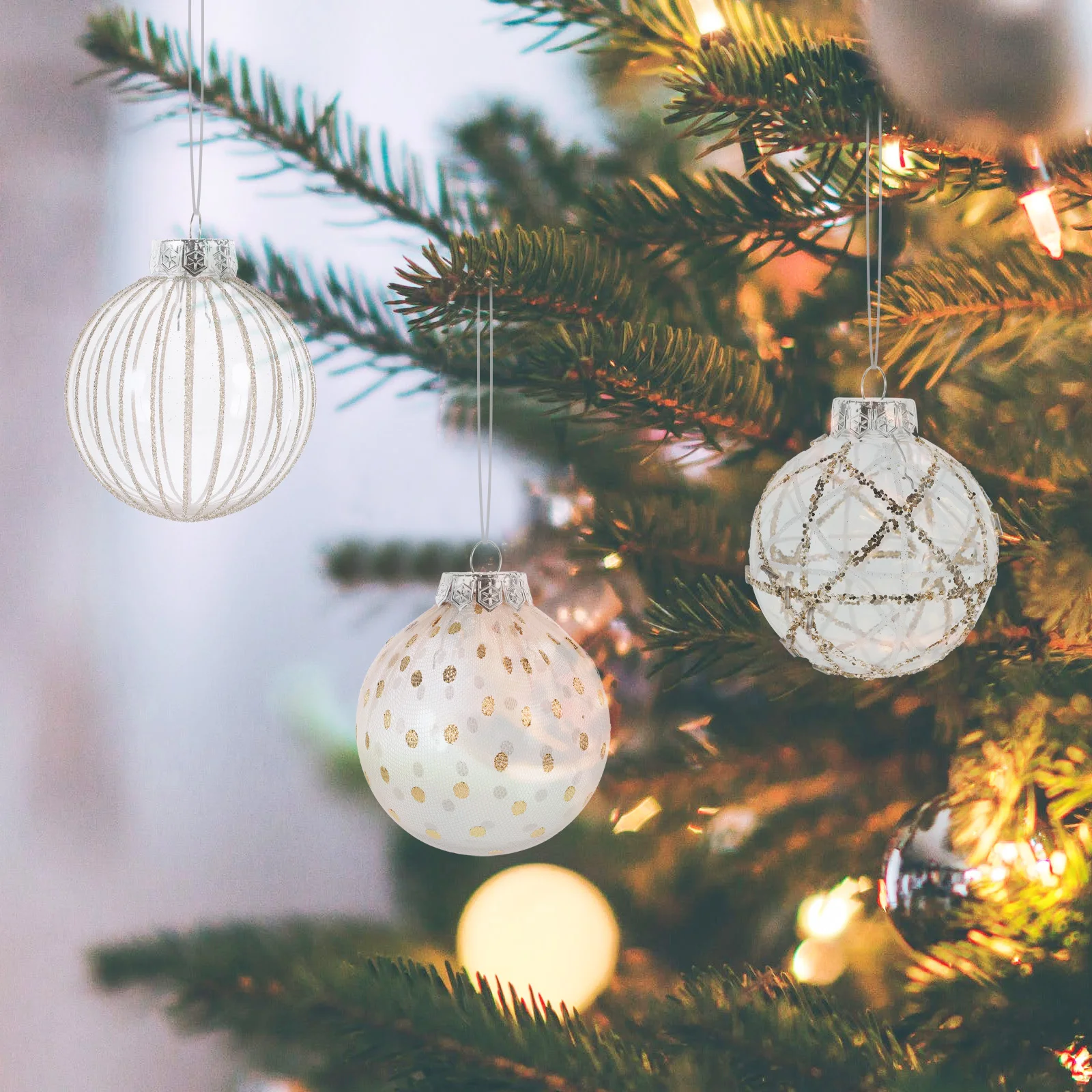 

6Pcs Christmas Plastic Ball Ornaments Hanging Xmas Tree Decorations Party Supplies Holiday Ball Ornaments Christmas Balls