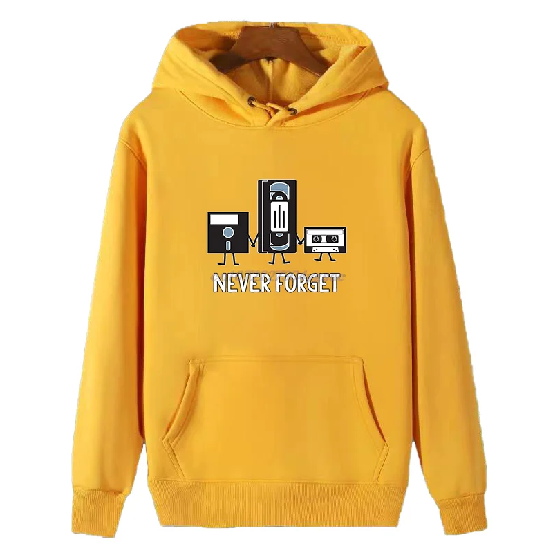 Never Forget Sarcastic Music Graphic Hooded Sweatshirts Winter Essentials Hoodie Pullovers Thick Sweater Hoodie Male Clothes