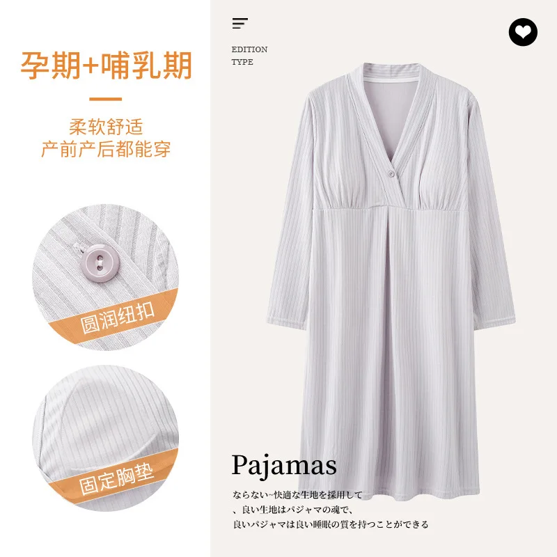 2024 Summer Nursing Gown 3 in 1 Delivery/Labor/Nursing Nightgown Women Maternity Hospital Gown Breastfeeding Modal Sleepwear