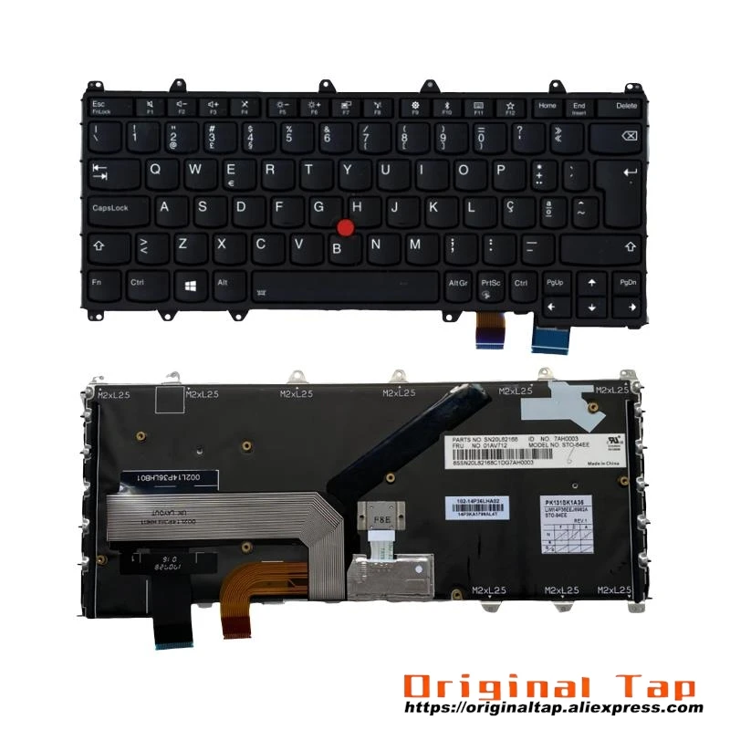 PT Portuguese Backlit Keyboard for Lenovo Thinkpad X380 Yoga 370 01EN408 01AV697 01HW596 01HW636