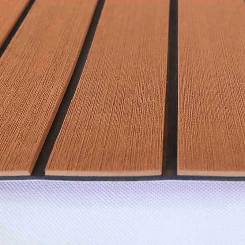 4 Pcs 6MM Self Adhesive EVA Foam Teak Sheet Marine Boat Yacht Synthetic Decking Foam Floor Mat Flooring Brown 240X45cm