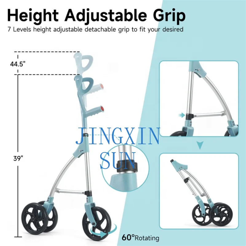 Foldable three-wheeled 3 Wheel Walker for Seniors, Lightweight Folding  junior one handed Walker