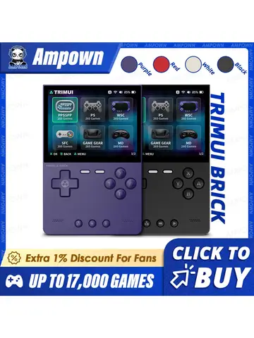 TRIMUI BRICK Handheld Game Console 3.2'' IPS Screen A133P Linux System Trimui UI Metal Back Panel Key LED Lighting Free Keycaps
