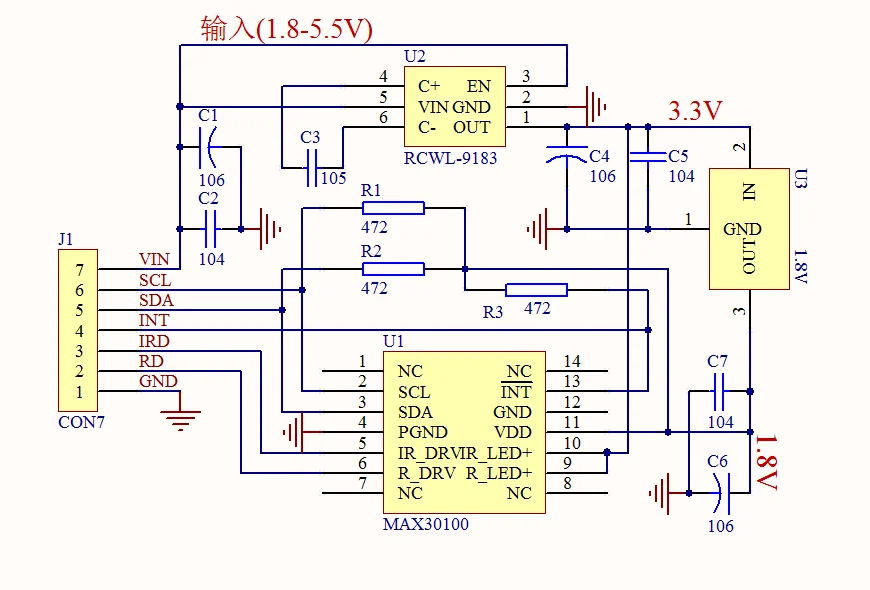 MAX30102 MAX30100 Herzfrequenz- und Blutsauerstoff-Sensormodul, Herzfrequenz- und Blutsauerstoff-Sensor, Herzfrequenzmodul – Detail 2