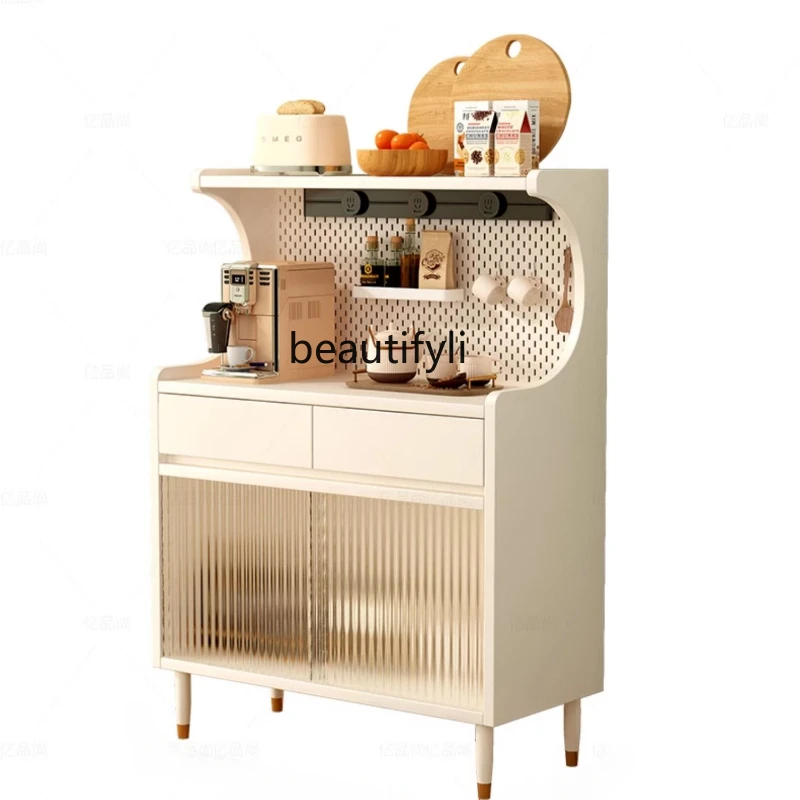 

Solid Wood Sideboard Wall-Mounted Modern Simple and Light Luxury Wine Cabinet Antibacterial Tea Cabinet Dining Room Storage