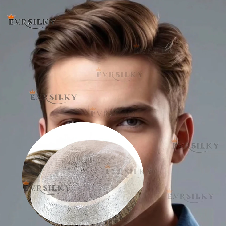 بني غامق # 2 تنفس دائم أحادية الدانتيل شعري طبيعي شعر بشري أسود الشعر المستعار للرجال أصلع استبدال الشعرية الاصطناعية