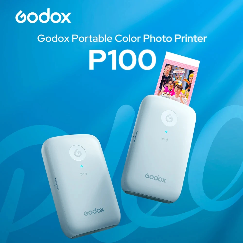 Godox P100 Portable Color Photo Printer Wireless Bluetooth NFC Home Small Instant Thermal Paper Stickers Paper Mini Printers