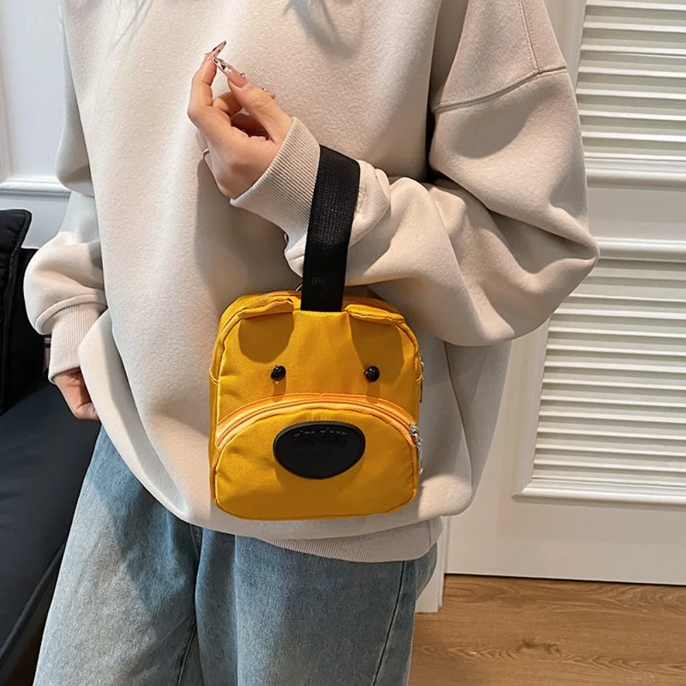 Portable Puppy Dog Bucket Bag All-match Korean Style Canvas Handbag Cosmetics Storage Bag Coin Purse Cartoon Phone Bag Girls