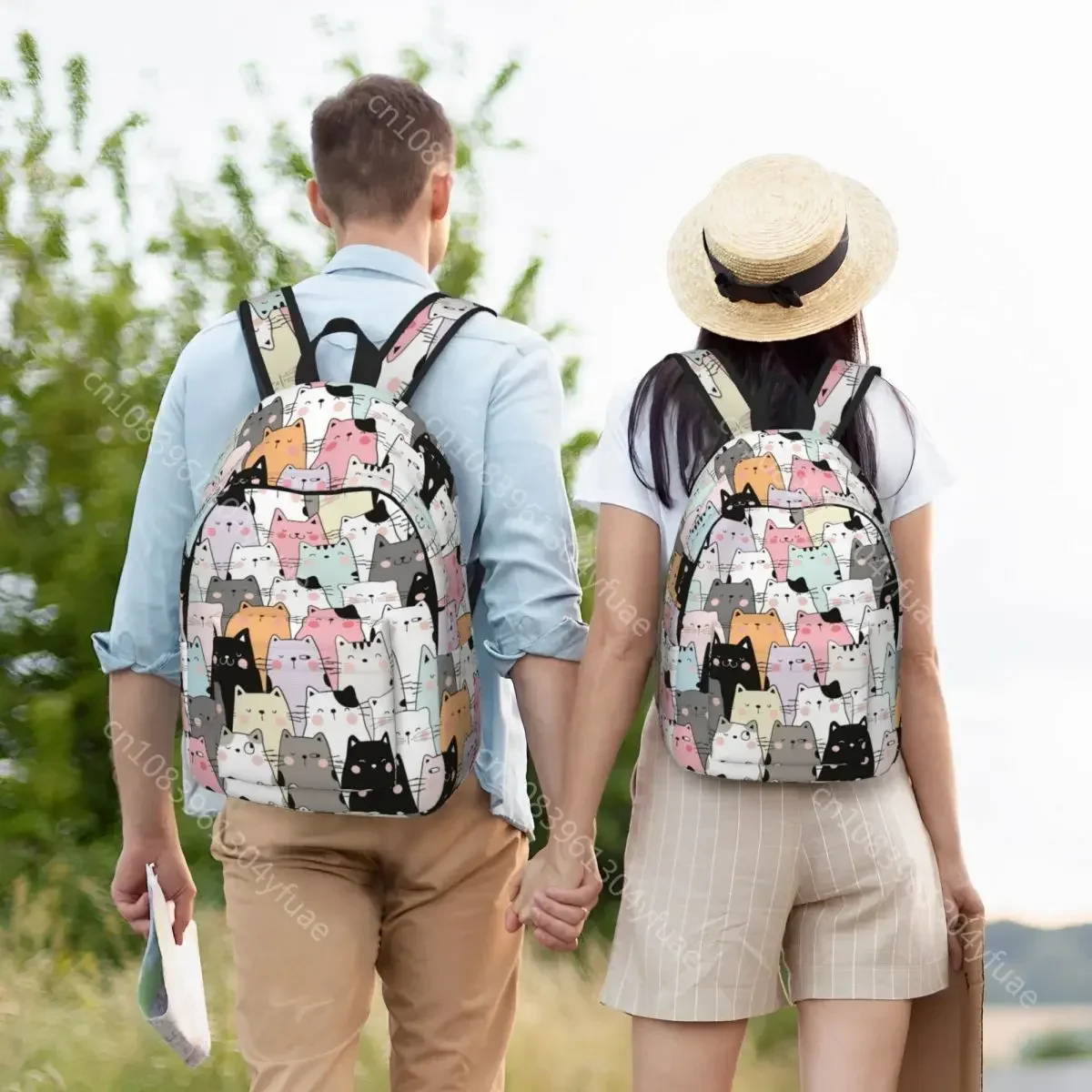 Cat Land Backpack Kawaii Pet Animals Boy Girl Polyester Travel Backpacks Durable Funny High School Bags Rucksack