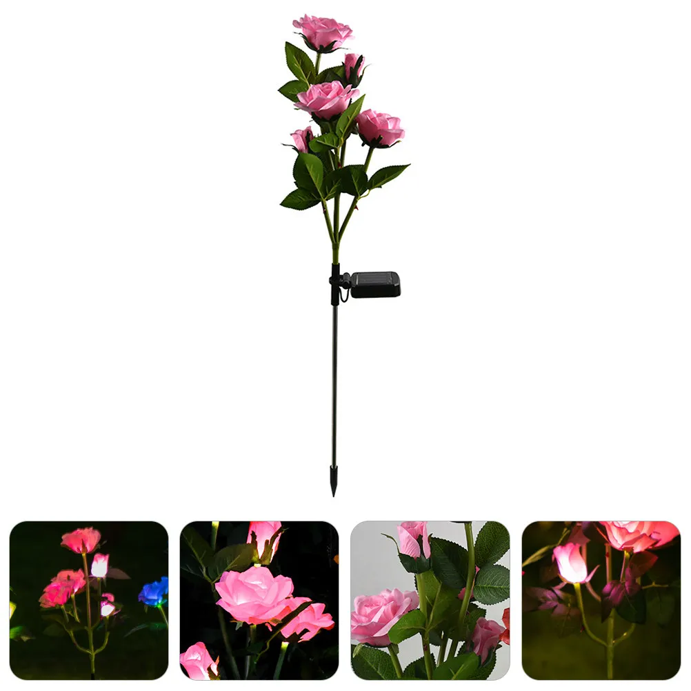 

1pc Solar Powered Rose Garden Light Waterproof Rose Pathway Landscape Light Outdoor Landscape Lamp For Pathway Patio Yard Lawn