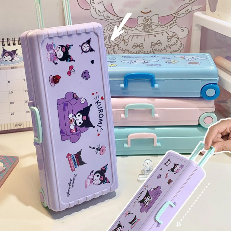 

Sanrio Kawaii My Melody Anime Writing Case Cute Cinnamoroll Kuromi Cartoon DIY Sticker Large Capacity Lovely Gifts for Girls