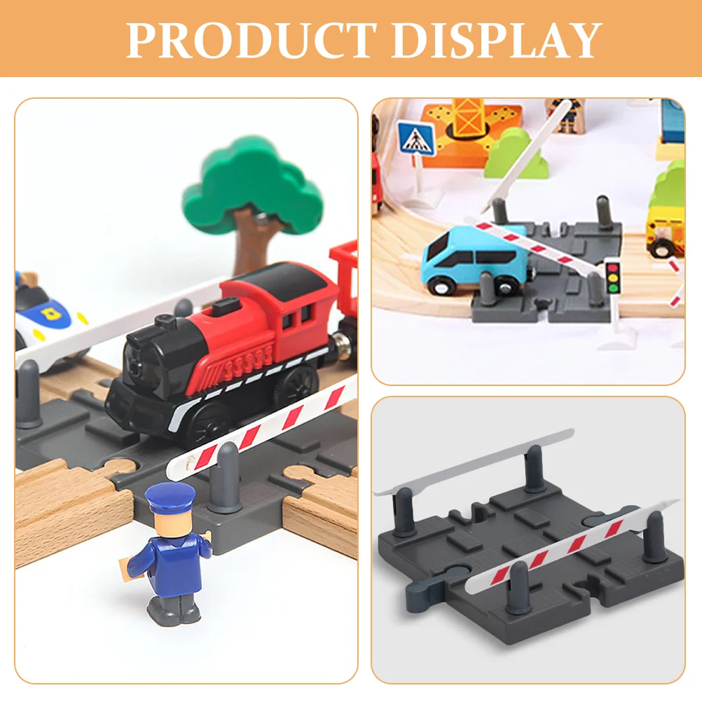 Tracks Wooden Accessories Train Railway Railing Barrier Plaything Construction Toys Dark Grey