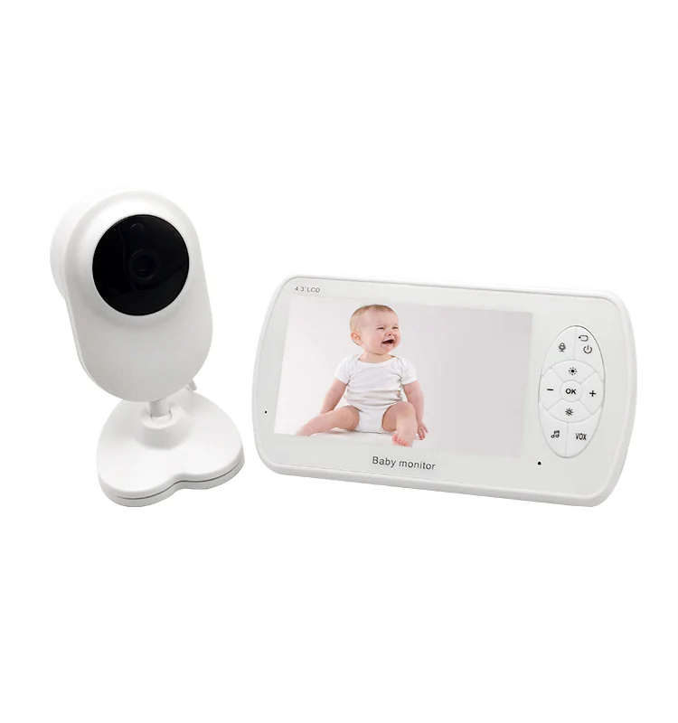 Smart 4.3 Inch LCD Wireless Temperature Sleeping Sound Alarm 2 Way Audio HD 1080P Video Baby Monitor with Camera and Audio