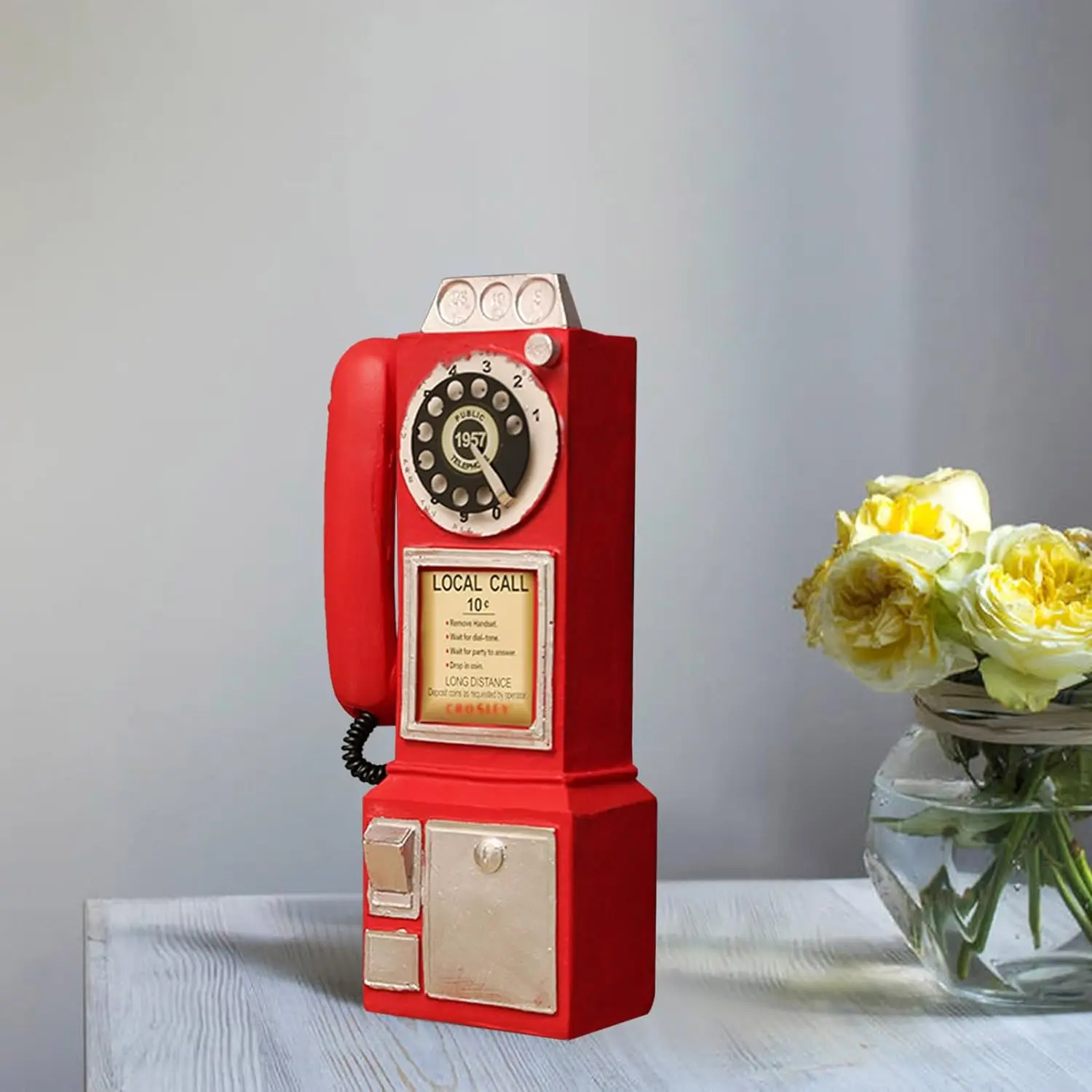 Retro Telephones Ornament,Wall Mounted Vintage Rotate Classic Look Dial Pay Phone Model Decoration,Antique Rotary Dial Coin Payp