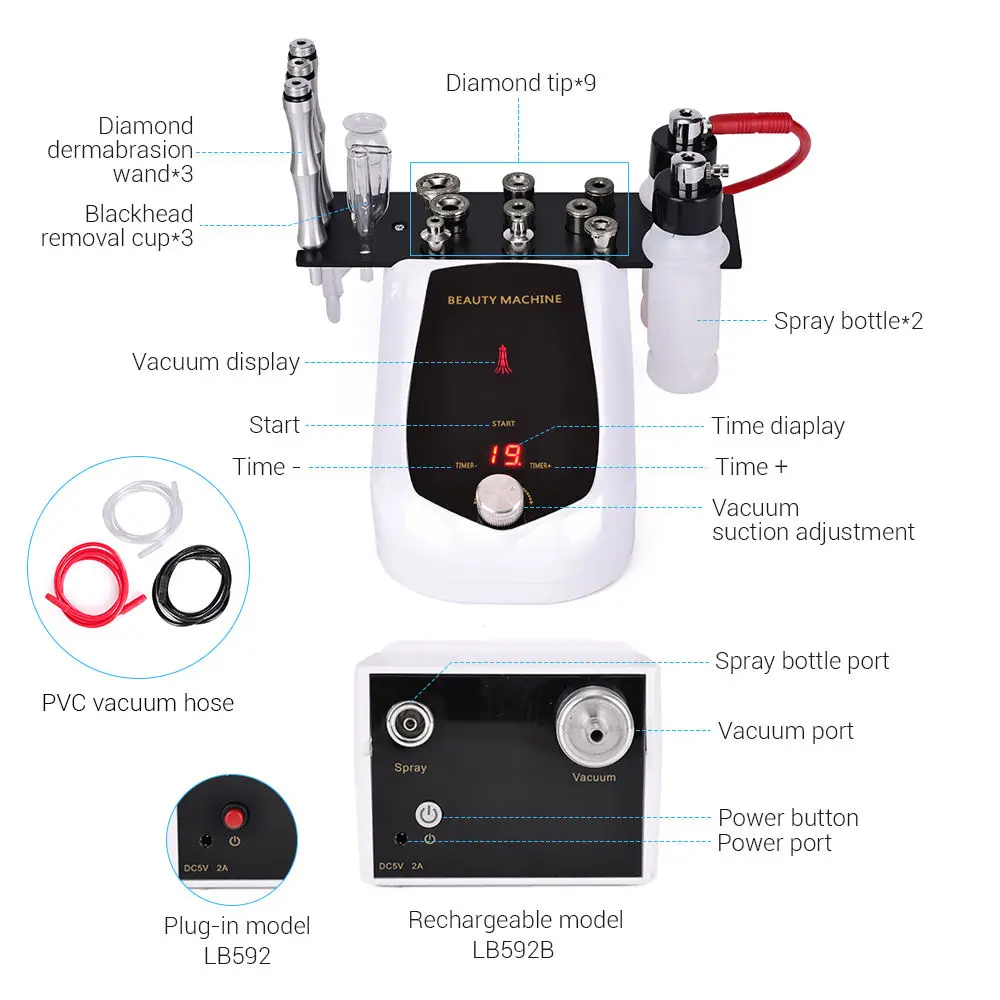 Diamond Dermabrasion Machine 3in1 Microdermabrasion Facial Exfoliation Deivce Wrinkle Removel Skin Rejuvenation Home Spa Use