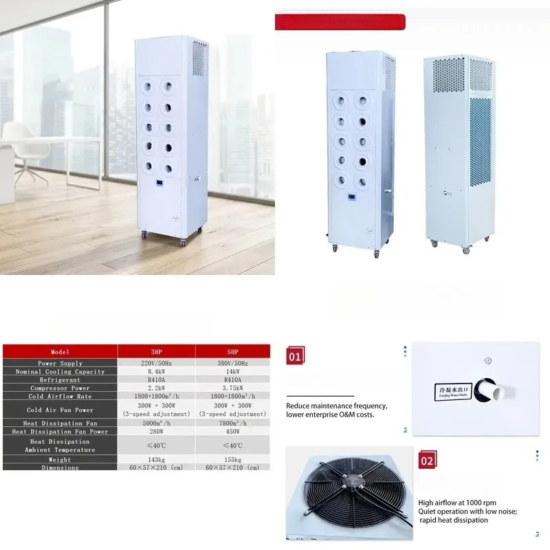 

High-efficiency 3HP Energy-saving Powerful-cooling Industrial Floor-standing air Conditioner with Jet Stream Airflow.