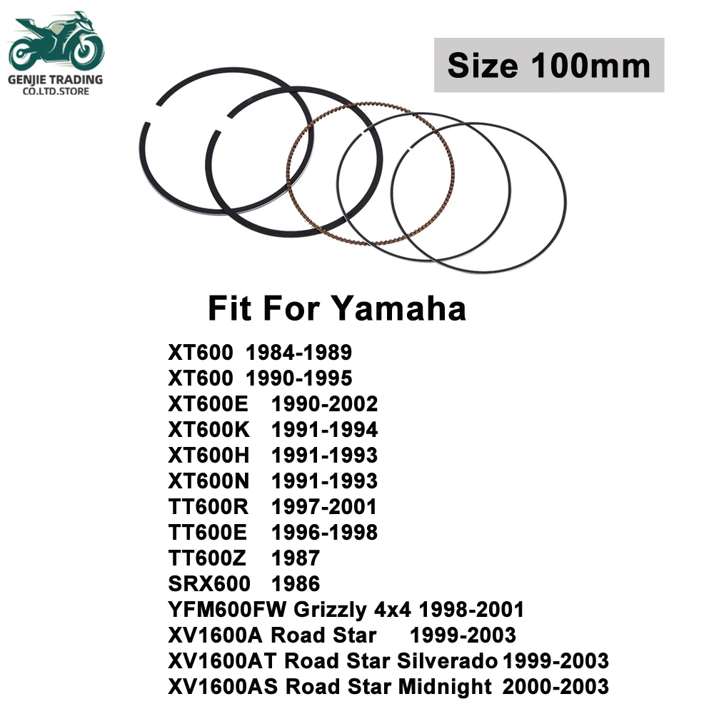 100mm Motorcycle Piston Rings for Yamaha XT 600 XT600E XT600K XT600 H N TT600R SRX600 YFM600FW Grizzly XV1600 A AT AS XV 1600