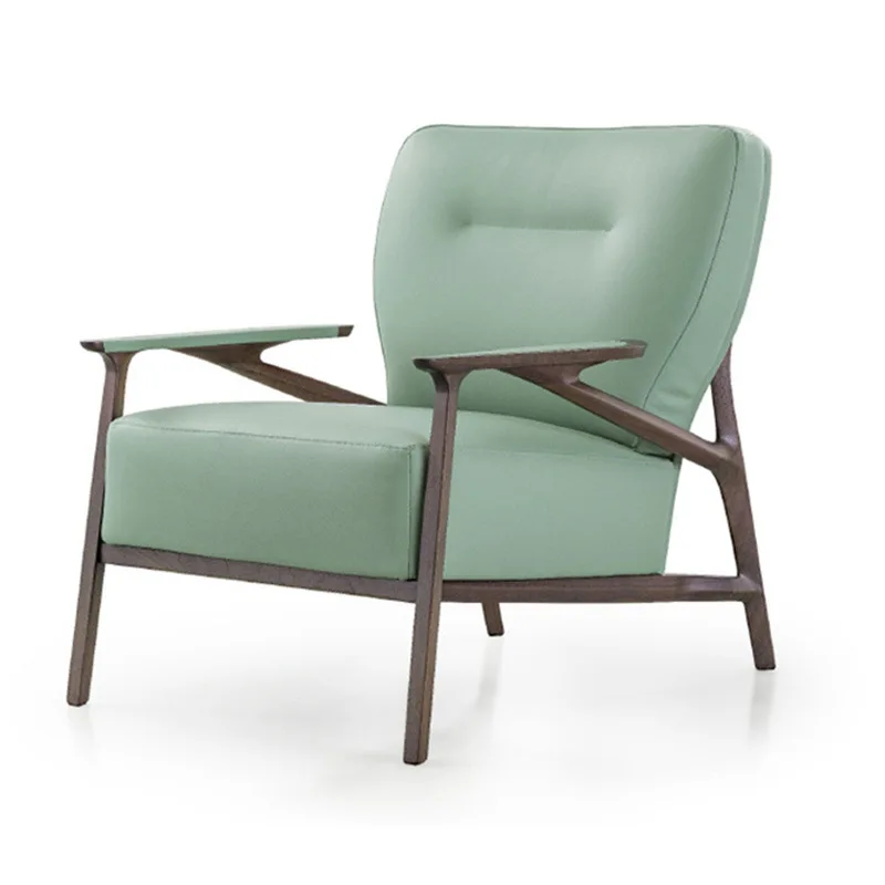 

Light luxury single leisure chair living room modern armchair designer home solid wood sofa recliner furniture