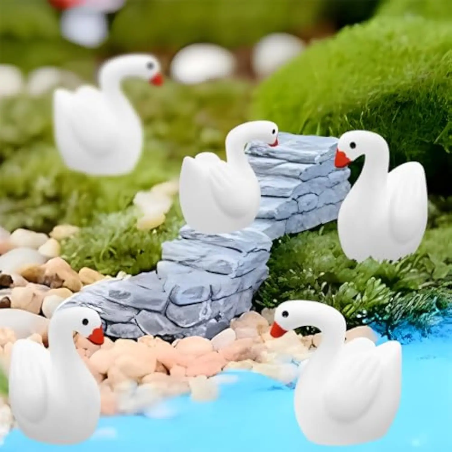 80Pcs cute resin swan figurine room decor miniature items offices table decoration & accessories home garden bedroom decorations