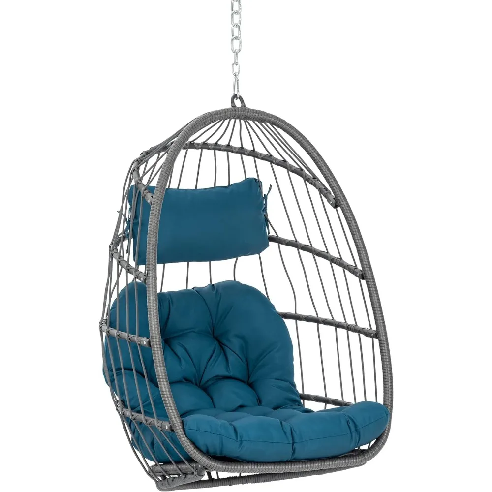 

Wicker Rattan Hanging Egg Swing Chair with Hanging Chain Outdoor Indoor, Foldable Hammock Egg Basket Chairs