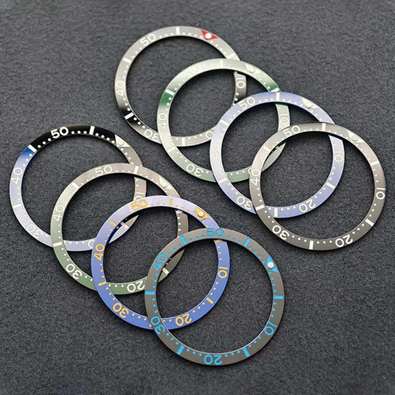 

38mm×31.5mm Flat Ceramics Bezel Insert Ring Fits SKX007 SKX009 SRPD Watch Case NH36 NH35 Movement Men Watch Parts Refit