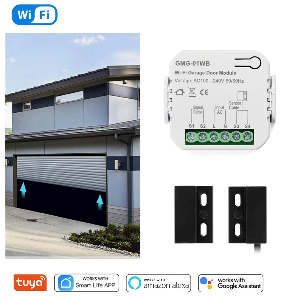 

Tuya Smart WiFi Garage Door Opener Controller Smart Life App Voice Remote Control Garage Door Switch Work with Alexa Google Home