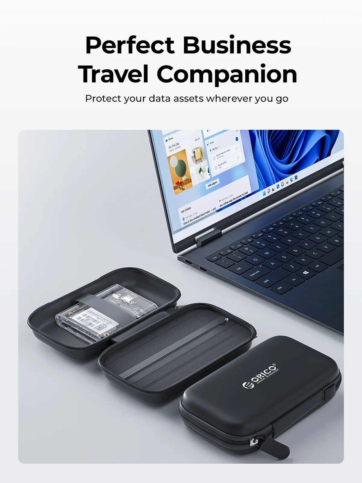 ORICO USB C HDD 케이스, 2.5 인치 하프 사이즈 SSD 케이스, C타입 하드 드라이브 인클로저, 5Gbps 지지대 자동 절전, 2.5 인치 SSD 미니 사이즈