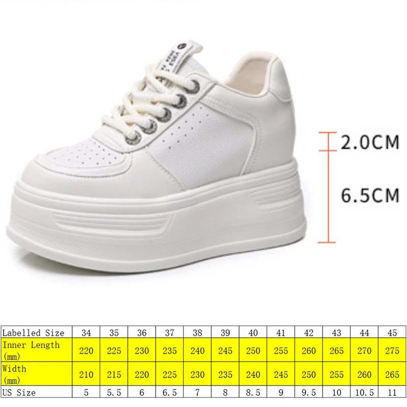 Fujin 8.5cm Genuine Leather Women Hidden Heels Ladies Chunky Sneakers Autumn Thick Soled Spring Platform Wedge Fashion Shoes