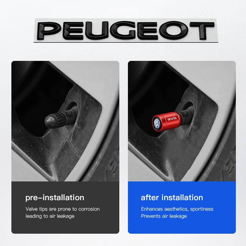 Auto-Schlüsselanhänger/4 Stück Auto-Styling Metall-Ventilkappen zur Staubschutz für VW GTI Polo Golf Passat B8 Tiguan Jetta ID.3 Arteon. – Detail 2