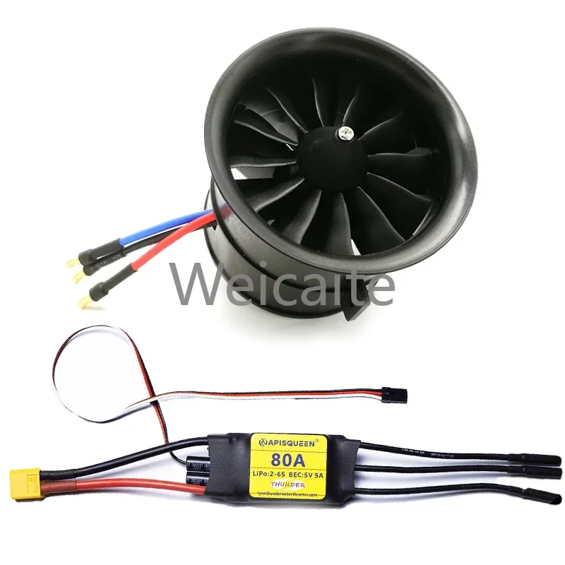 70mm EDF 6S 2300KV 2240g Thrust Belt 12 Blades Electric Ducted Fan for Model Aircraft Jet Engine Easy Installation