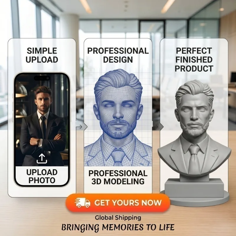 

Custom 3D Bust From Photo, High-Precision Printed Head Sculpture, Personalized Keepsake Gift For Loved Ones