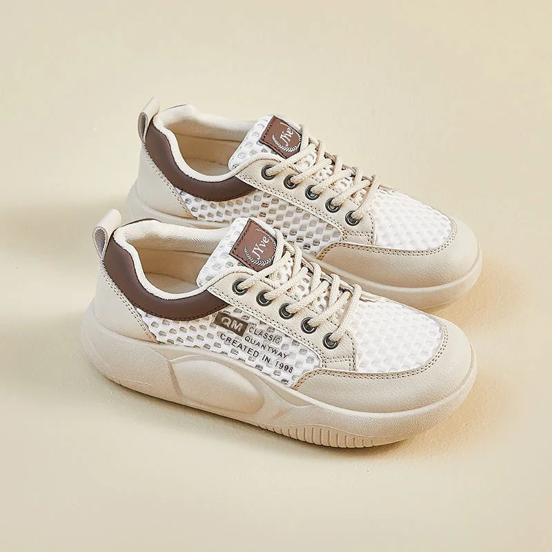 2025 Summer New! Women's White Sneakers   Korean Style ins Trend, Student  Friendly Mesh Breathable Shoes Height  Increasing