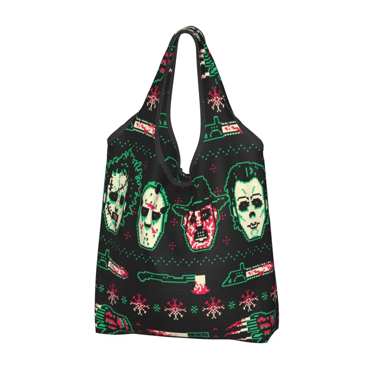 Bolso de mano con estampado de personaje de película de terror de Halloween, bolso de compras portátil, bolso de hombro