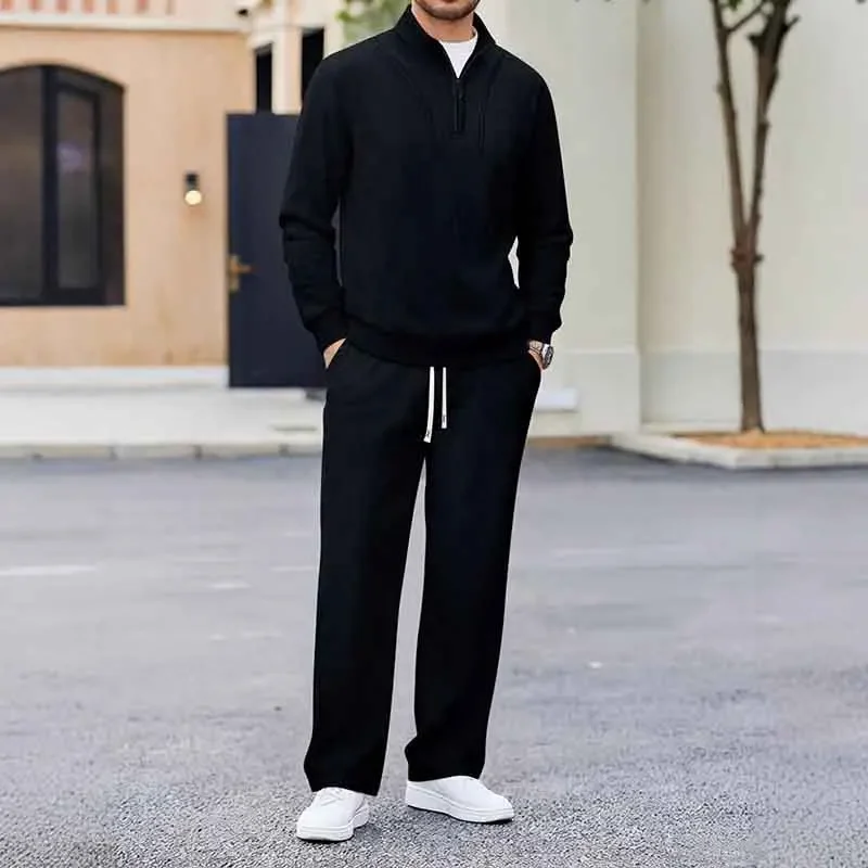 

Осенний новый мужской осенне-зимний вельветовый топ с воротником-стойкой на полумолнии, красивый повседневный костюм